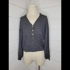 American Eagle Outfitters Soft & Sexy Plush XS heathered black knit top